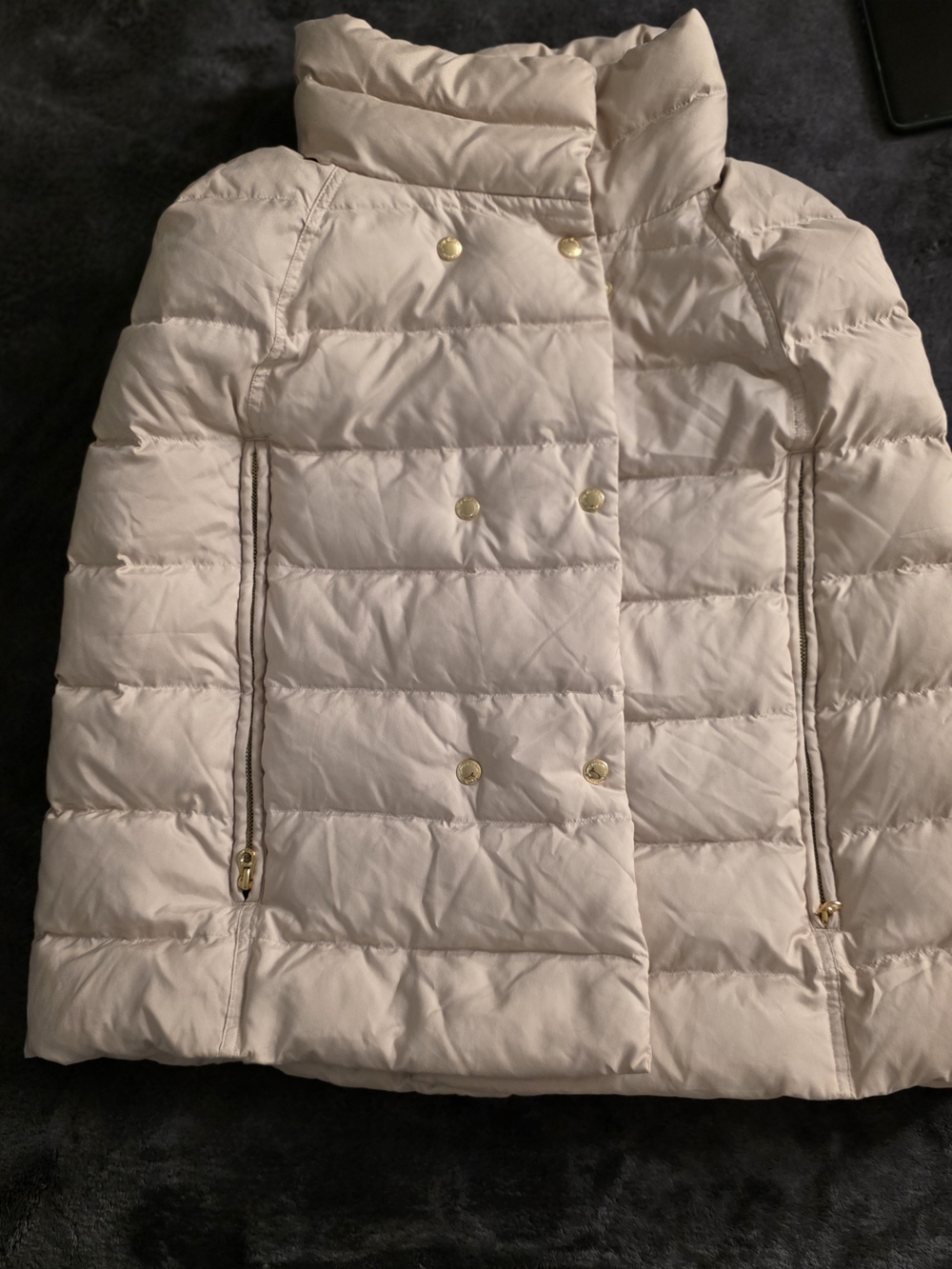 Juicy Couture Cream Quilted Puff Jacket with Gold Hardware